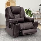 EONIX Triple Motor Lay Flat Power Lift Recliner Chair for Elderly with Adjustable Headrest, 400lbs Electirc Lift Chair for Living Room, Lumbar Pillow, Extended Footrest, Dark Brown