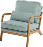 VINGLI Upgraded Premium Corduroy Accent Chairs Set of 2,Upholstered Arm Chair,Solid Wood Comfy Reading Chair with Pillow, Mid Century Modern Chairs for Living Room,Bedroom,Light Teal