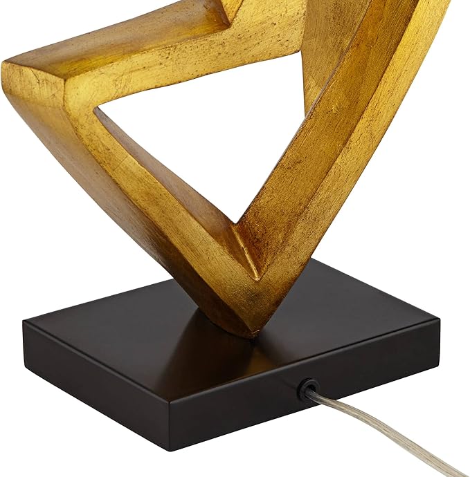 Possini Euro Design Zeus 29 1/2" Tall Modern Glam End Table Lamp Sculptural Gold Leaf Finish Living Room Bedroom Bedside Nightstand House Office Home Reading Kitchen Entryway Console Family Dining