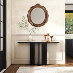 HEAH-YO 51" Console Table, Rustic Wood Entryway Table, T-Shape Narrow Sofa Tables Behind Couch for Hallway, Entrance, Foyer, Living Room, Black