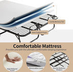 Folding Bed with Mattress 75"x54" Extra Wide Double Folding Bed, Upgraded Sturdy Construction Portable with Mattress for Adult Guests, Folds Down to Save Space (75" x 54")