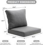Outdoor Seat Cushion Set for Patio Furniture Deep Seat Chair Cushion Set with Removable Cover,23.6x23.6 Inch,Dark Grey
