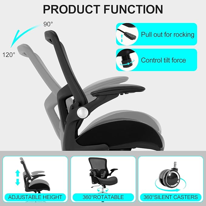 Big and Tall Office Chair, 400lbs Ergonomic Desk Chair with Wide 3D Modeling Foam Seat Cushion Mesh Computer Chair with Lumbar Support, Heavy Duty Executive Task Chair for Home Office, Black