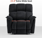 MCombo Large-Wide Dual Motor Power Lift Recliner Chair, Massage and Dual Heating for Elderly People, Infinite Position, Fabric R7166 (Black)