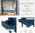 Knocbel Slim Antique Entry Console Table with 3 Drawers & Bottom Open Shelf, Solid Wood Narrow Sofa Couch Table for Entryway Hallway Living Room 23.7" W x 13" D x 31.4" H Navy Blue