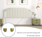 King Size Headboard Only, Velvet Wall Mounted Headboard King for Adjustable Bed Modern Upholstered Head Board Easy Assembly, Cream