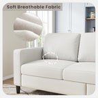 Sectional Sofa and Couches for Living Room, 78'' Beige 3 Seat L-Shaped Couch with Movable Ottoman, Comfy Linen Convertible Sectionals Sofas with Chaise for Apartment, Office, Small Space