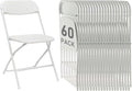 60 Pack White Plastic Folding Chairs, Portable Party Chairs, Stackable Commercial Seats with Steel Frame for Home Office Wedding Party Indoor Outdoor Events Chairs, 350lbs Capacity