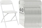 60 Pack White Plastic Folding Chairs, Portable Party Chairs, Stackable Commercial Seats with Steel Frame for Home Office Wedding Party Indoor Outdoor Events Chairs, 350lbs Capacity