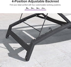 PURPLE LEAF Patio Lounge Chair with Canopy Shade Outdoor Chaise Lounge Chair Set of 2 for Lawn Poolside Backyard Sunbathing Tanning Chairs with Arm Beige