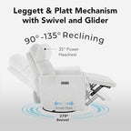 CHITA Electronic Power Recliner Chair Swivel Glider, FSC Certified Modern Nursery Rocking Chair with USB and Type-C Ports, Boucle White
