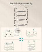 SONGMICS Shoe Rack, 4-Tier Shoe Organizer, Metal Storage Shelf, Upright or Upside Down, for 5-10 Pairs, Stackable, for Entryway, 11.8 x 16.7 x 28.2 Inches, Black ULSA004B01
