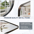 ANDY STAR Brushed Bronze Bathroom Mirror, 30x40” Oblong Mirror with Stainless Steel Metal Frame, Oval Vanity Mirror for Over Sink, Modern Anti Rust Wall Mounted