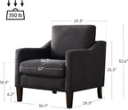 VKNOW Mid Century Modern Accent Chair, Upholstered Living Room Chairs Armchair for Bedroom, Comfy Reading Accent Chairs with Wood Legs for Living Room (1, Dark Grey)