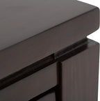 SIMPLIHOME Cosmopolitan Console Table - 38 Inch Wide Solid Wood Sofa Table in Mahogany Brown, Contemporary Compact Storage Table for Entryway or Living Room with 2 Drawers and Tapered Legs