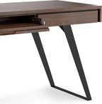 SIMPLIHOME Lowry Large Desk - 72-Inch Wide Solid Acacia Wood and Metal Writing Desk in Distressed Charcoal Brown, Modern Industrial Home Office Table with 2 Deep Drawers and Flip-Down Keyboard Tray