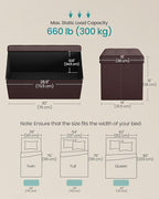SONGMICS MAZIE Collection - 30 Inches Folding Storage Ottoman Bench, Ottoman with Storage, Foot Rest Stool, Load 660 lb, for Living Room, Synthetic Leather, Brown ULSF40Z
