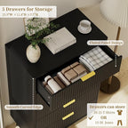 LYNSOM Fluted Dresser and Nightstand Sets 2 Piece, 2-Drawer Nightstands and 5-Drawers Dresser, Wood Bedroom Furniture Set for Home, Bedroom, Hallway, Black
