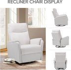 COLAMY Swivel Recliner Chair with Footrest, Rocker Glider Chair High Back with Double-Layer Cushion, Rocker Recliner for Nursery & Living Room, Bedroom, White