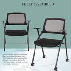 8 Pack Executive Office Chairs with Caster Adjustable Armrest Ergonomic Mid-Back Breathable Mesh Foldable Conference Reception Chair Set for Home School Waiting Room