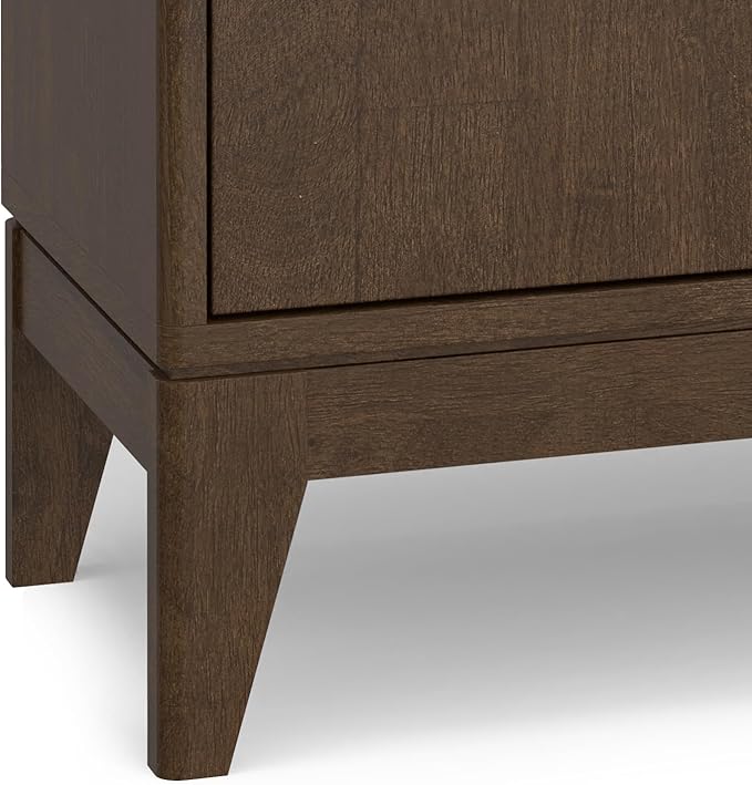 SIMPLIHOME Harper Buffet - 38 inch Wide Solid Hardwood 2-Door Sideboard Buffet in Walnut Brown, Mid-Century Modern Cabinet for Dining Room or Kitchen with Adjustable Shelves and Tapered Legs