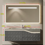 36in Elegant Modern Luxury Bathroom Vanity with Sink - Wall Mounted Solid Wood Cabinet & Smart LED Defogging Mirror | Single Sink Bathroom Cabinets