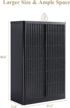 Black Fluted Dresser for Bedroom, Chest of Drawers, 48" Tall 6 Drawer Dresser, Curved Profile Design, Modern Wooden Chest of Drawers with Solid Wood Handle for Living Room, Bedroom