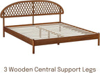 NTC Gem Wooden Bed Frame with Headboard, Crafted from Walnut, Rubber Wood with Silent Slats and Wood Central Supports, 1000 Lb Capacity, Effortless Assembly, King - Dark Walnut