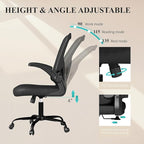 Flysky Mesh Office Chair, Ergonomic Computer Desk Chairs for Home Office - with Comfy/Comfortable Flip-up Arm Rests, Lumbar Support, Height Adjustable, 360 Degree Rolling Swivel (Black)