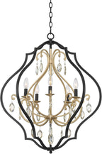 Clara Black Soft Gold Iron Pendant Chandelier 26 1/2" Wide French Amber Crystal 5-Light Fixture for Dining Room House Home Foyer Entryway Kitchen Bedroom Living High Ceiling - Barnes and Ivy