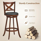 COSTWAY Bar Stools Set of 4, 30 Inch Classic Bar Height Chairs with X-Shaped Open Back, 4 PCS Swivel Barstool Set for Kitchen Island, Pub, Bistro, Café, Espresso (4, 30 Inch)