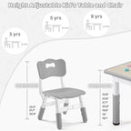 Adjustable Kids Table Chairs Set – Graffiti Desktop, Multi-Activity Height-Adjustable Toddler Study Desk for Ages 3-8 – Ideal for Home, Classroom, Daycare (W-Gray, 2 Chairs-23.6" L x 23.6" W)