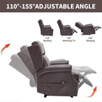 Manual Recliner Chair with Massage & Lumbar Heat, Breathable Leather Reclining Chair for Adults, Humanized Design Easy to Install Living Room Recliners Brown