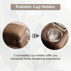 CANMOV Leather Recliner Chair Set of 2, Classic and Traditional Manual Recliner Chair with Overstuffed Arms and Back, Manual Single Sofa with Concealed Cup Holders,Nut Brown