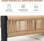 Grand patio Outdoor Dining Set for 6, 7PCS Patio Table and Chairs Set, Metal Woven Wicker Fixed Patio Chairs with Thickened Cushions & Rectangular Woodgrain Dining Table with Umbrella Hole (Natural)