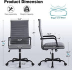 Office Desk Chair, Ergonomic Conference Room Chairs, PU Leather Executive Ribbed Computer Chair, Swivel Rolling Chair for Home Office