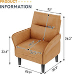 HAOBO Home Modern Accent Chair Upholstered Faux Leather Armchair Living Room Chairs Lounge Side Chairs Office Chair Brown Set of 2
