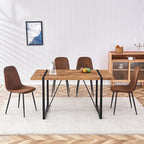Dining Table Set for 4，Dinner Table Set for 4，55'' Kitchen Table and Suede Nap Fabic Chairs Set of 4, 5 Piece Dining Table Set for Kitchen Dining Room