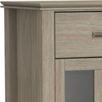 SIMPLIHOME Artisan Buffet - 54 inch Wide Solid Wood 3-Door Sideboard Buffet in Distressed Grey, Transitional Storage Cabinet for Dining Room or Kitchen with Adjustable Shelves and Bronze Hardware