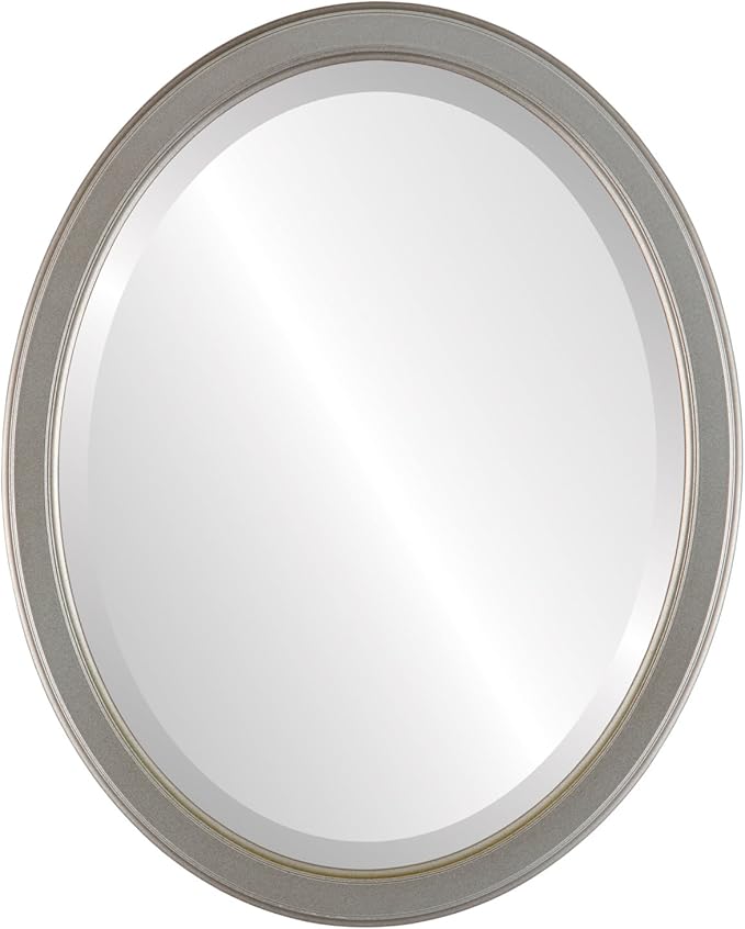 OVALCREST Oval Beveled Wall Mirror for Home Decor - Toronto Style - Silver Shade - 22" x 18"