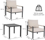 Sundale Outdoor 3 Pieces Patio Rattan Furniture Set, All-weather Metal Outdoor Conversation Set with 6 Inch Cushions and Coffee Table, Outdoor Sofa Set for Garden, Backyard, Porch, Balcony, Light Grey