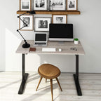 FLEXISPOT EN1 Whole Piece Standing Desk, 60 x 24 Inches Height Adjustable Desk Electric Sit Stand Desk for Home Office (Black Frame + Gray Wood Desktop, 2 Packages)