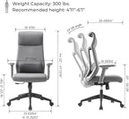 EUREKA ERGONOMIC Valen Leather Desk Chair, High Back Office Chair, Microfiber PU Leather Office Chair with Wheels, Executive Office Chair Comfy for Samll Spaces, Grey