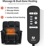 MCombo Large-Wide Dual Motor Power Lift Recliner Chair, Massage and Dual Heating for Elderly People, Infinite Position, Fabric R7166 (Black)
