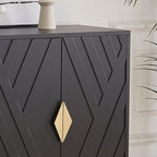 Sideboard Buffet Cabinets with Storage, 47.2" Mid-Century Modern Storage Cabinets with Adjustable Shelves, Relief 4 Doors Accent Cabinets, Wood Console Cabinet for Dining Living Room, Entryway, Black
