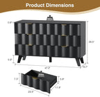 6 Drawer Dresser, Modern Fluted Storage Dresser with Deep Drawers and Metal Handles, Wood Chest of Drawers Storage Organizer for Bedroom, Living Room, Hallway (Black)