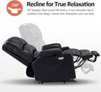 MCombo Oversized Power Lift Recliner Chair for Elderly, Lift Chair with Heat and Massage, Lift Recliner for Big and Tall, Cup Holders, USB &Type C Ports, Faux Leather R7092 (Black, Oversize)