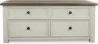 Signature Design by Ashley Bolanburg Lift-Top Coffee Table with Storage Two-Tone Rustic Farmhouse Cocktail Table – Brown/White