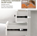 18" Wide End Table with Fast Charging Station Set of 2, 18” Wide Sofa End Table with Drawers,Storage Rustic Wood Storage Cabinet,Sofa Table for Living Room,White