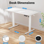 Shahoo 45.2 Inch Standing Desk, Electric Height Adjustable Computer Desks with Hook and Cable Hole, White